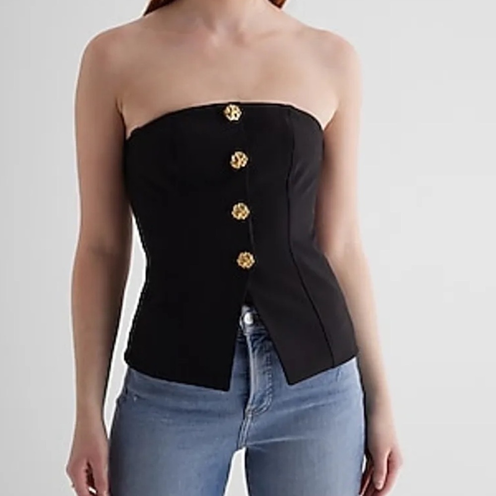 Express strapless corset tub top novelty buttons